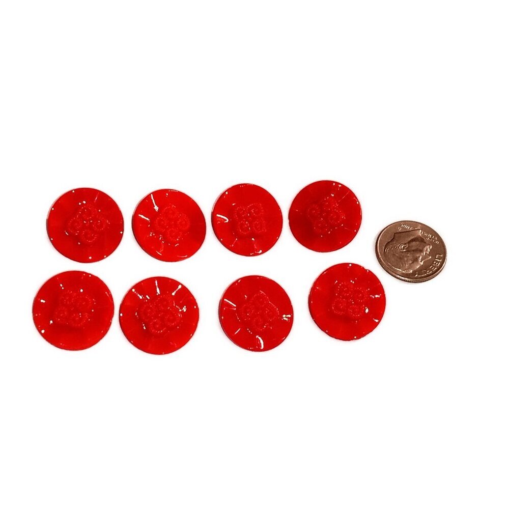1930s‎ Deep Red Vintage Czechoslovakian Glass Buttons, Crafting Supplies